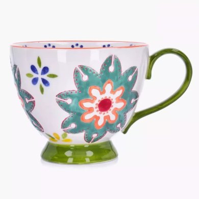 Чашка Duka Florist 450 мл | Белый / Зеленый / Принт 1217182