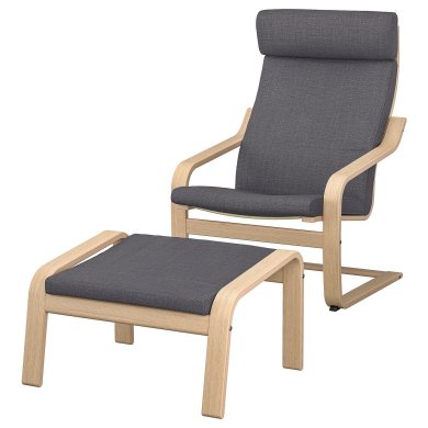 IKEA Кресло-качалка с подставкой POANG Темно-серый (ИКЕА ПОАНГ) 79484311