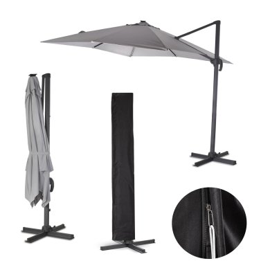 Садовый зонт с чехлом и LED Corciano ROMA 300 см Антрацит 5901721057852