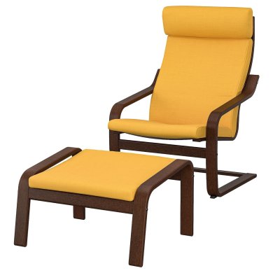 IKEA Кресло-качалка с подставкой POANG Желтый (ИКЕА ПОАНГ) 29487802