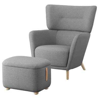 IKEA Кресло мягкое с пуфом OSKARSHAMN Серый (ИКЕА ОСКАРШАМН) 99485343