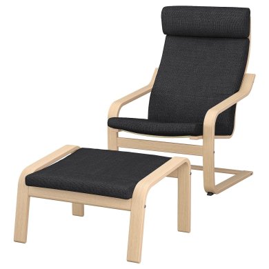 IKEA Кресло-качалка с подставкой POANG Темно-серый (ИКЕА ПОАНГ) 69484255