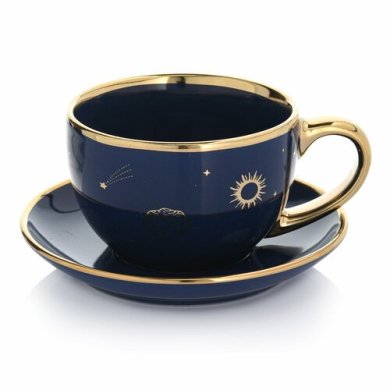 Чашка із блюдцем Duka Celestial 200 мл | Темно-синій/Золотий принт 2220765