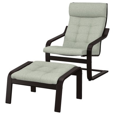 IKEA Кресло-качалка с подставкой POANG Светло-зеленый (ИКЕА ПОАНГ) 99501927