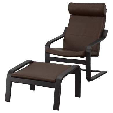 IKEA Кресло-качалка с подставкой POANG Темно-коричневый (ИКЕА ПОАНГ) 59551071