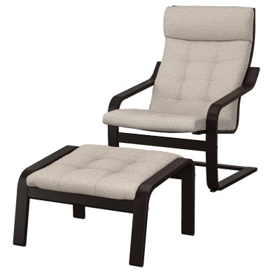 IKEA Кресло-качалка с подставкой POANG Бежевый (ИКЕА ПОАНГ) 09502002
