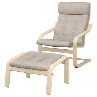 IKEA Кресло-качалка с подставкой POANG Бежевый (ИКЕА ПОАНГ) 29502001