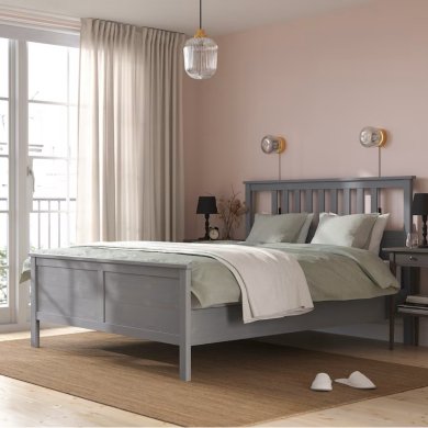 IKEA Каркас кровати HEMNES 140х200 см Серый 20392460