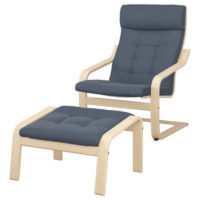 IKEA Кресло-качалка с подставкой POANG Синий (ИКЕА ПОАНГ) 19502191