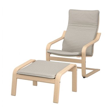 IKEA Кресло-качалка с подставкой POANG Светло-бежевый (ИКЕА ПОАНГ) 69484222