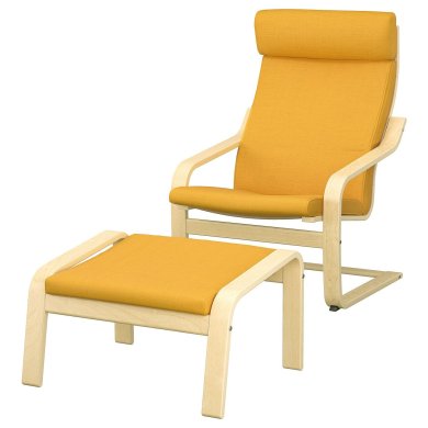 IKEA Кресло-качалка с подставкой POANG Желтый (ИКЕА ПОАНГ) 19487794