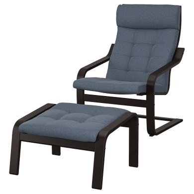 IKEA Кресло-качалка с подставкой POANG Синий (ИКЕА ПОАНГ) 99502192