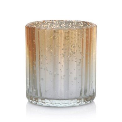 Свічник для чайної свічки смугастий Duka Skinande 7x8 см | Золотий/Срібний 1218916