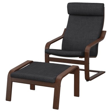 IKEA Кресло-качалка с подставкой POANG Темно-серый (ИКЕА ПОАНГ) 79484250