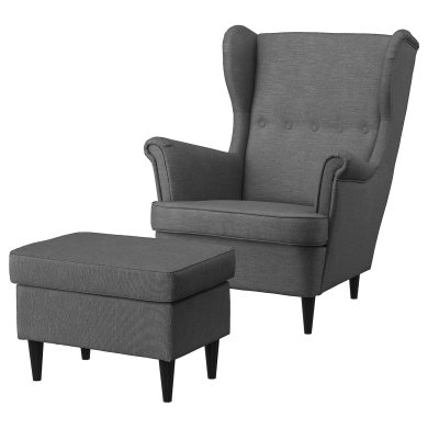 IKEA Кресло мягкое с пуфом STRANDMON Серый (ИКЕА СТРАНДМОН) 39483907