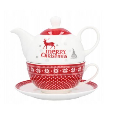Набір з чайника та чашки Chomik | Білий / Червоний LIL4353