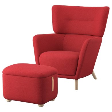 IKEA Кресло мягкое с пуфом OSKARSHAMN Красный (ИКЕА ОСКАРШАМН) 99485338