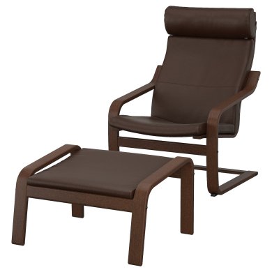 IKEA Крісло-качалка з підставкою POANG Темно-коричневий (ИКЕА ПОАНГ) 19551073