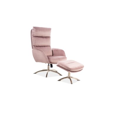 Кресло мягкое поворотное с подставкой Signal Monroe Velvet Розовый MONROEVRA