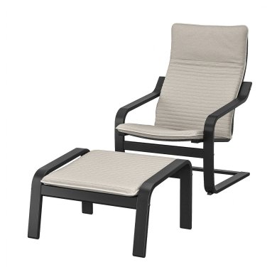 IKEA Кресло-качалка с подставкой POANG Светло-бежевый (ИКЕА ПОАНГ) 19484234
