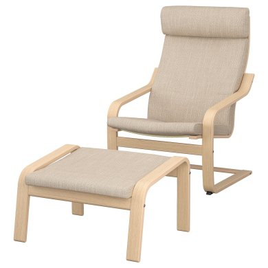 IKEA Кресло-качалка с подставкой POANG Бежевый (ИКЕА ПОАНГ) 49484275