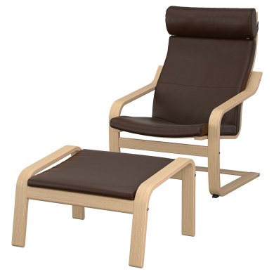 IKEA Кресло-качалка с подставкой POANG Темно-коричневый (ИКЕА ПОАНГ) 69551075
