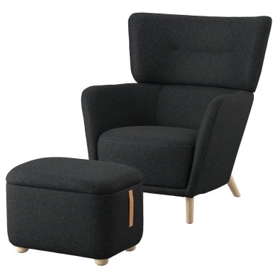 IKEA Кресло мягкое с пуфом OSKARSHAMN Черный (ИКЕА Оскарсхамн) 09485333