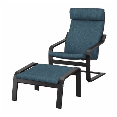 IKEA Кресло-качалка с подставкой POANG Темно-синий (ИКЕА ПОАНГ) 29484281