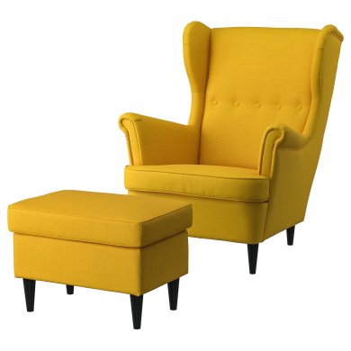 IKEA Кресло мягкое с пуфом STRANDMON Желтый (ИКЕА СТРАНДМОН) 59483906