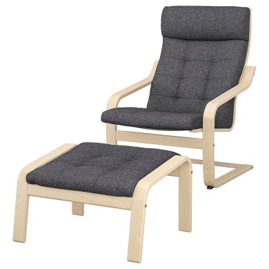 IKEA Кресло-качалка с подставкой POANG Темно-серый (ИКЕА ПОАНГ) 69502075