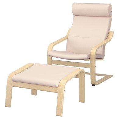 IKEA Крісло-качалка з підставкою POANG Бежевий (ИКЕА ПОАНГ) 79551070