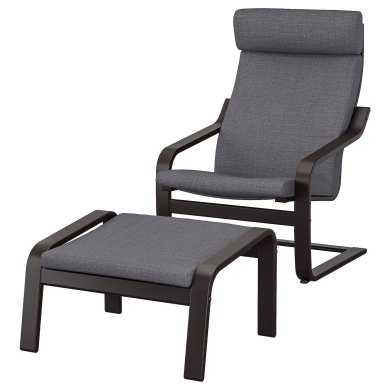IKEA Кресло-качалка с подставкой POANG Темно-серый (ИКЕА ПОАНГ) 49484299