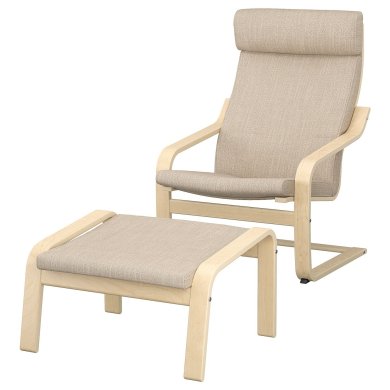 IKEA Крісло-качалка з підставкою POANG Бежевий (ИКЕА ПОАНГ) 39484271