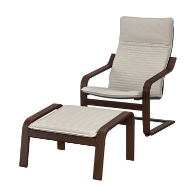 IKEA Кресло-качалка с подставкой POANG Светло-бежевый (ИКЕА ПОАНГ) 19484229