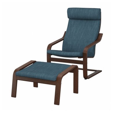 IKEA Кресло-качалка с подставкой POANG Темно-синий (ИКЕА ПОАНГ) 19484286