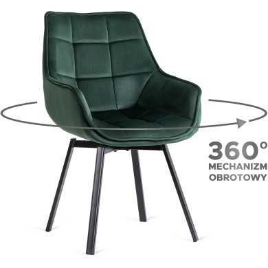 Обеденный стул поворотный Mebel Elit LUNA Welur Зеленый ME.LUNA/Z/V/K