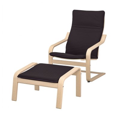 IKEA Крісло-качалка з підставкою POANG Чорний (ИКЕА ПОАНГ) 79484207