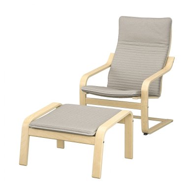 IKEA Кресло-качалка с подставкой POANG Светло-бежевый (ИКЕА ПОАНГ) 69484236