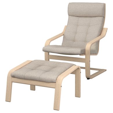 IKEA Кресло-качалка с подставкой POANG Бежевый (ИКЕА ПОАНГ) 79502013