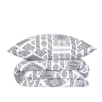 Комплект постельного белья Homla TROIS 160x200 см | Белый / Черный / Принт 213483