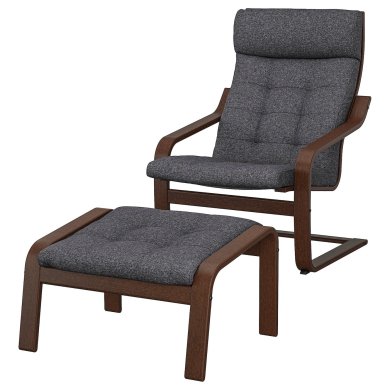 IKEA Кресло-качалка с подставкой POANG Темно-серый (ИКЕА ПОАНГ) 39502086