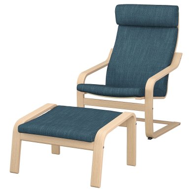 IKEA Кресло-качалка с подставкой POANG Темно-синий (ИКЕА ПОАНГ) 79484293