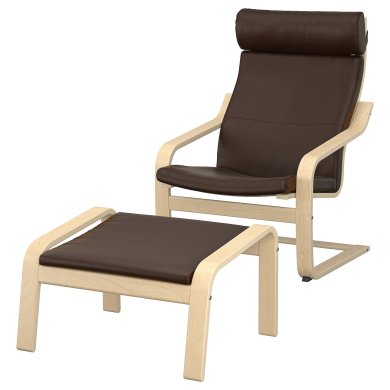 IKEA Крісло-качалка з підставкою POANG Темно-коричневий (ИКЕА ПОАНГ) 19551068