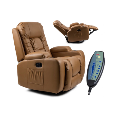 Кресло мягкое раскладное массажное с реклайнером Mebel Elit BOX Светло-коричневый ME.BOX/KAR/E/FW