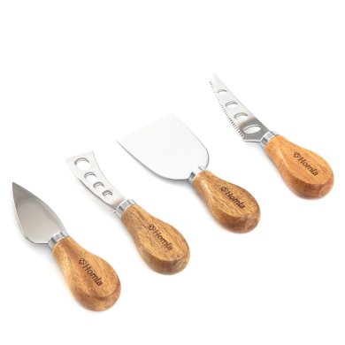 Набір ножів для сиру Homla MOOKA | Сріблястий / Дерево 212720