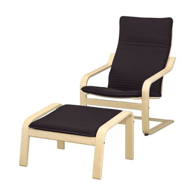 IKEA Кресло-качалка с подставкой POANG Черный (ИКЕА ПОАНГ) 19484205