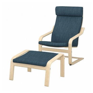 IKEA Кресло-качалка с подставкой POANG Темно-синий (ИКЕА ПОАНГ) 29484276