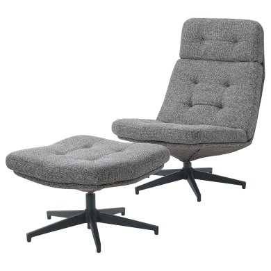 IKEA Кресло мягкое поворотное с подставкой HAVBERG Серый (ИКЕА ХАВБЕРГ) 69485325