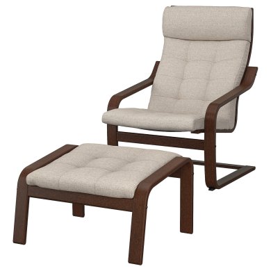 IKEA Кресло-качалка с подставкой POANG Бежевый (ИКЕА ПОАНГ) 99502007