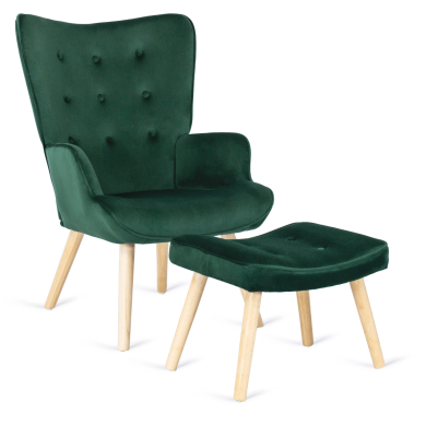 Кресло мягкое с подставкой Mebel Elit LOZANO Зеленый ME.LOZANO/Z/DK/V/FW